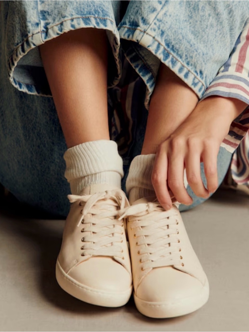 [NIB] Sezane Jack Trainers Sneakers Smooth Ecru Sz US 7 (FR 38)